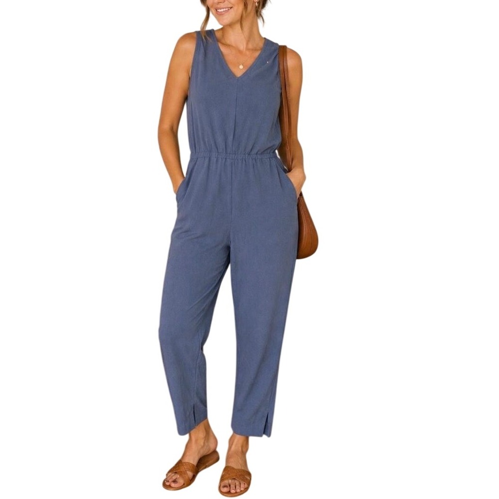 Athleta Jumpsuit Brooklyn Textured‎ Leopard Blue 4